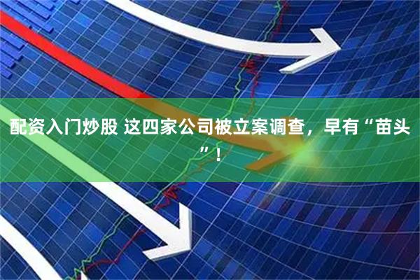 配资入门炒股 这四家公司被立案调查，早有“苗头”！